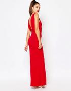Missguided Low Back Maxi Dress - Red