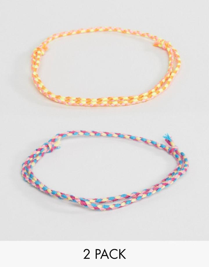 Asos Fine Braid Bracelet 2 Pack - Multi
