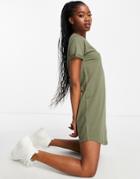 Noisy May Alexa Sweatshirt Dress In Khaki-green