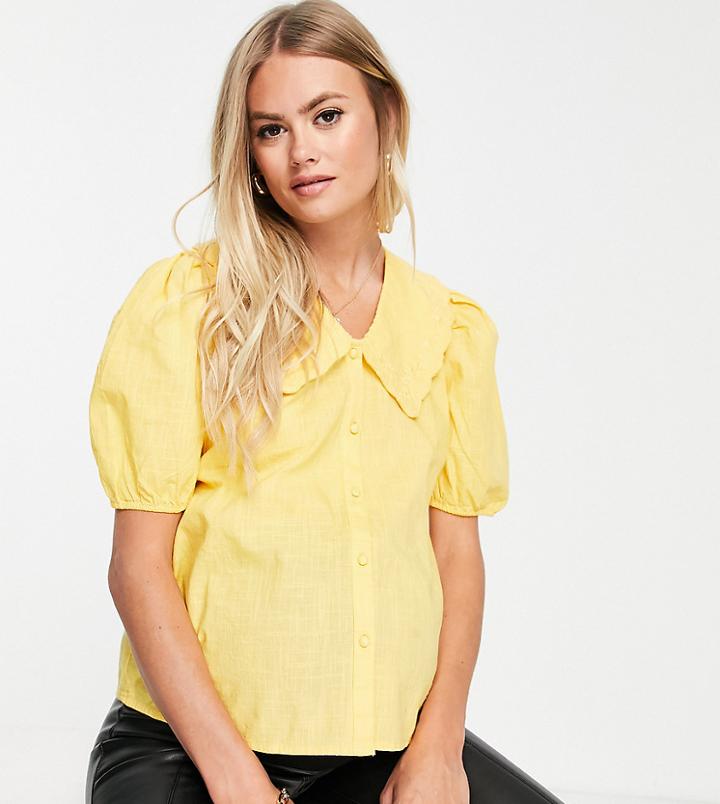 Pieces Maternity Blouse With Prairie Collar In Yellow