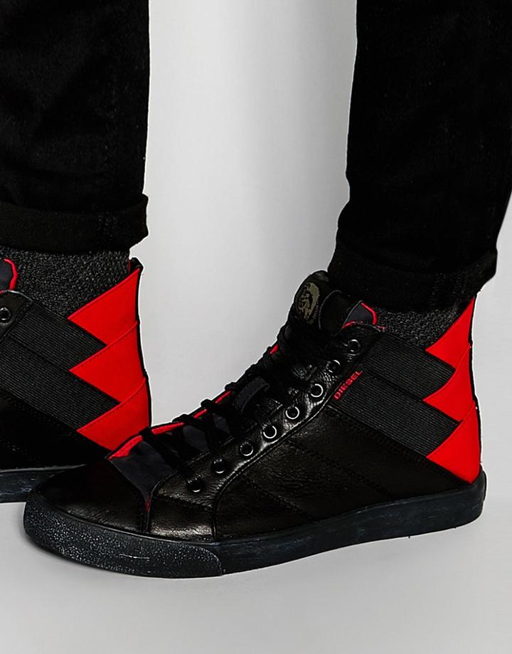 Diesel Woven Back Sneakers - Black