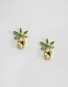 Asos Jewel Pineapple Stud Earrings - Gold