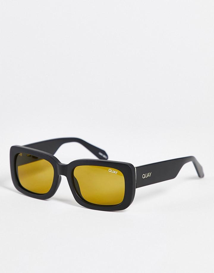 Quay Yada Yada Square Sunglasses In With Orange Lens In Yellow Tortoiseshell