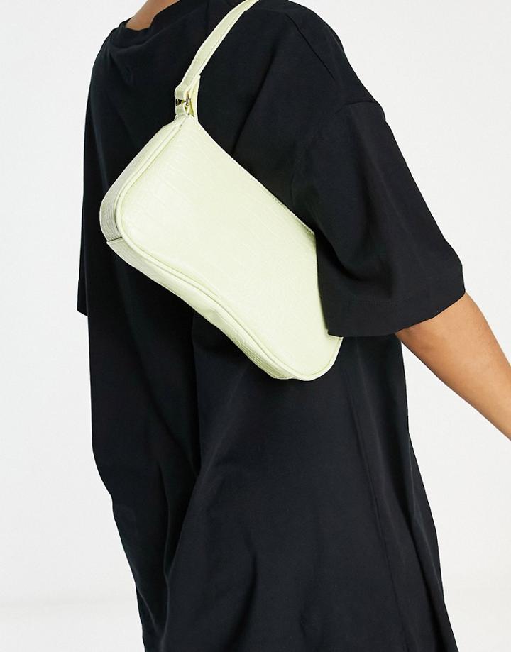 Glamorous Shoulder Bag In Light Green Croc