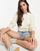 Skylar Rose Cropped Cable Knit Sweater Set-white