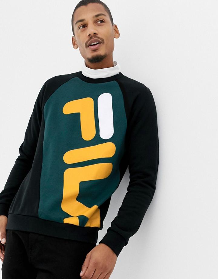 Fila Black Line Emmett Logo Panel Sweatshirt In Black