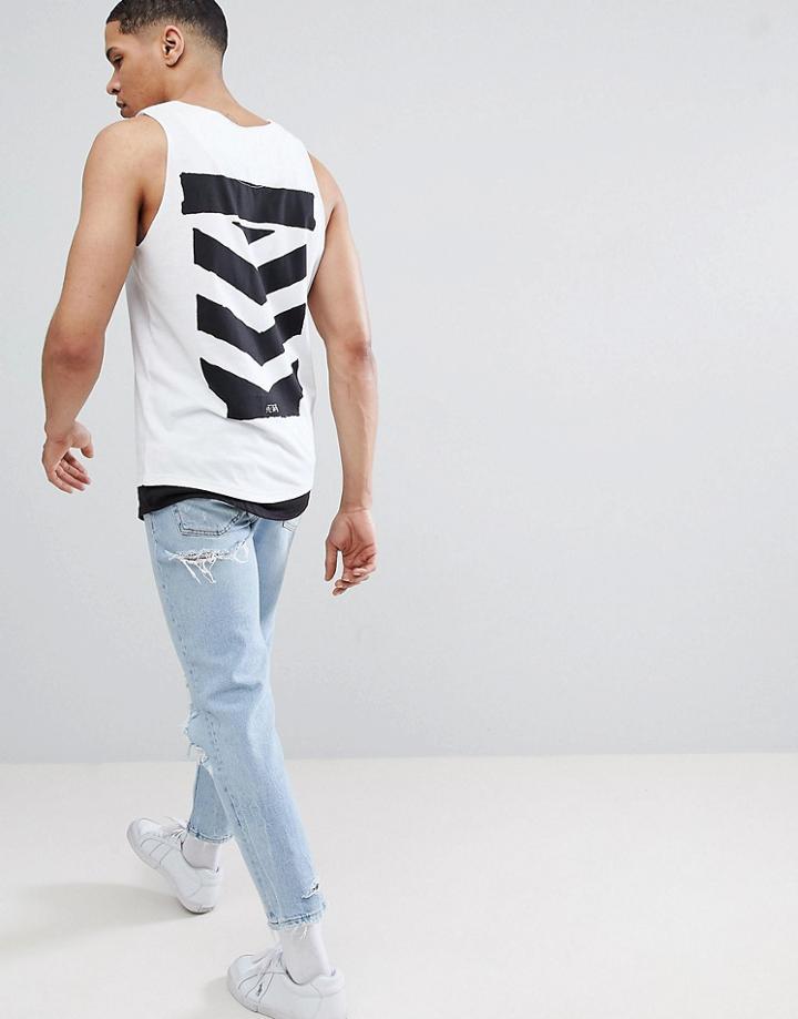 Le Breve Stencil Raw Edge Tank - White