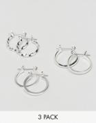 Asos Design Fine Wire 50mm Hoop Earrings - Silver