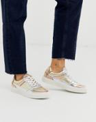 Asos Design Darcie Lace Up Sneakers In Mixed Metallics
