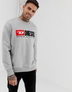 Diesel S- Division Crew Neck Logo Sweat In Gray - Gray
