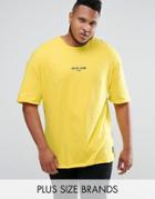 Sixth June Plus Oversized T-shirt In Yellow With Small Logo - Yellow