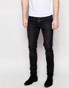 Asos Skinny Jeans In Coated Washed Black - Washed Black