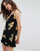 Nobody's Child Cami Romper In Pineapple Print - Black