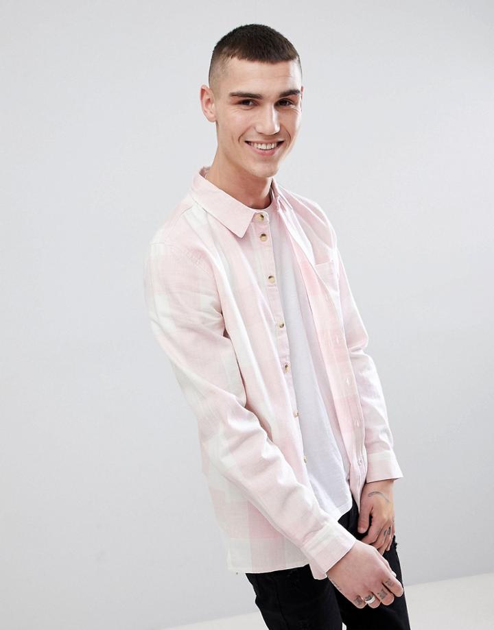 Another Influence Long Sleeve Brushed Cotton Check Shirt - Pink