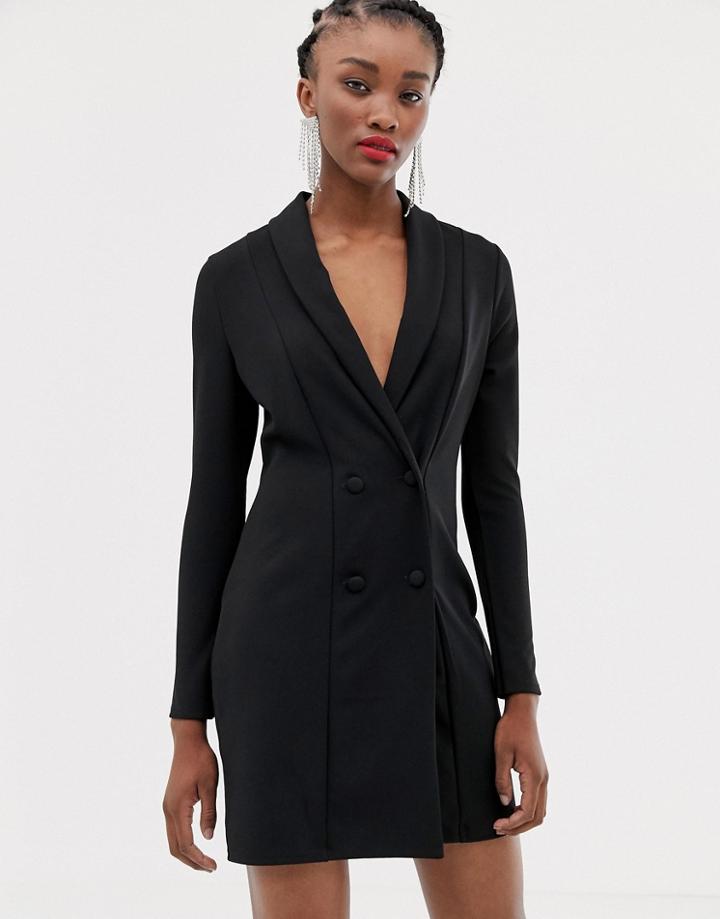 New Look Tux Dress In Black - Black