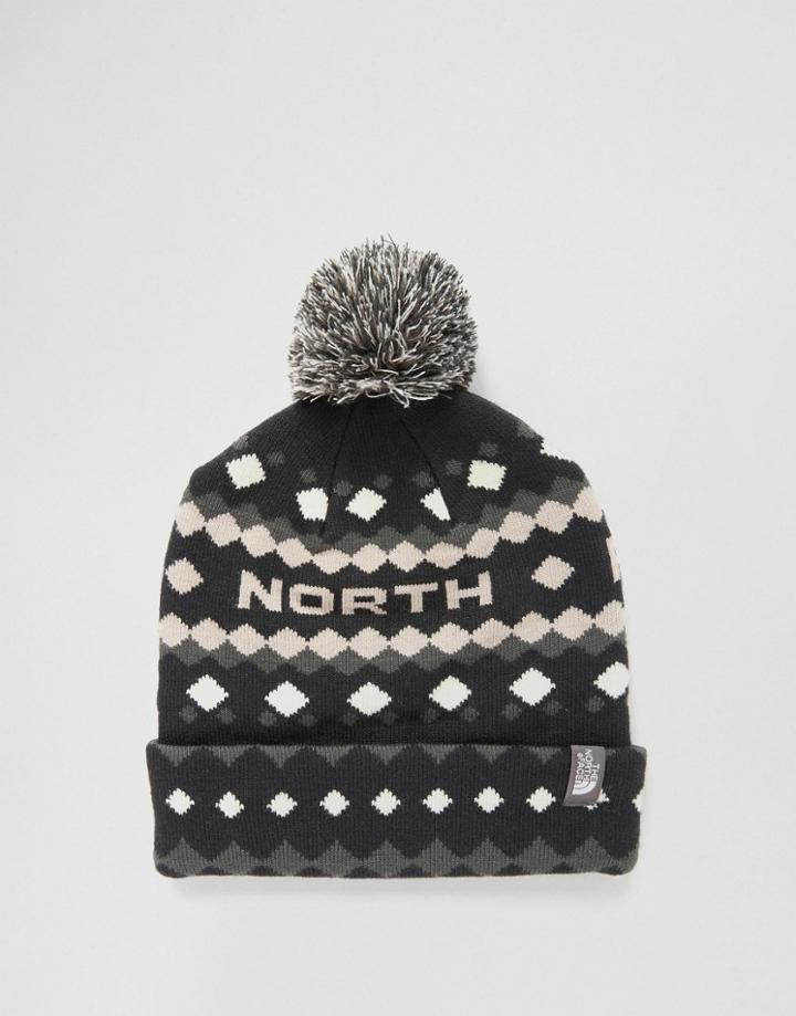 The North Face Antlers Bobble Beanie In Gray - Gray