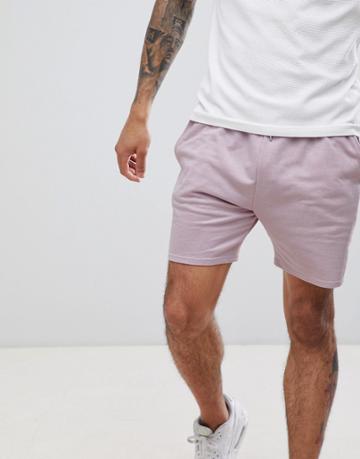 Boohooman Jersey Shorts In Lilac - Purple