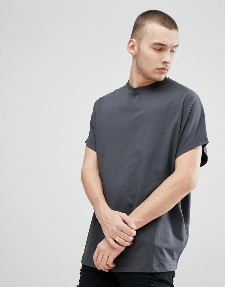 Asos Design Extreme Oversized T-shirt In Washed Black - Gray