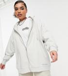 Collusion Plus Zip Up Oversized Hoodie In Ice Blue - Part Of A Set-blues