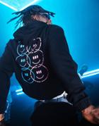 Asos Design Oversized Hoodie In Black With Smiles Back Print - Black - Black