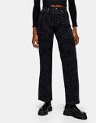 Topshop Warp Print Straight Leg Jeans In Black