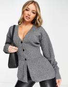 4th & Reckless Cinched Waist Knitted Cardigan In Gray