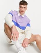 Asos Design Oversized Rugby Sweatshirt In Tonal Puples With Logo-purple