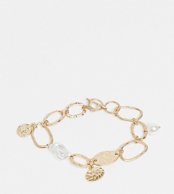 South Beach Anklet With Faux Pearls In Gold