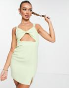 Extro & Vert Twist Front Cami Dress In Lime Green