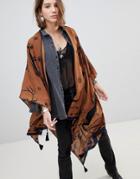 Asos Design Western Kimono Cape With Tassels - Multi