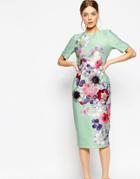 Asos Petite Textured Floral Wiggle Dress - Multi