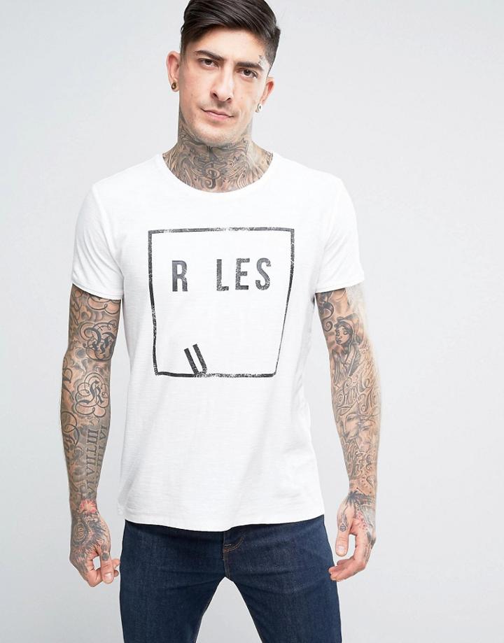 Boss Orange By Hugo Boss Rules Print T-shirt Regular Fit Slub - White