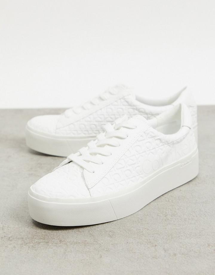 Calvin Klein Janika Flatorm Logo Sneakers In White