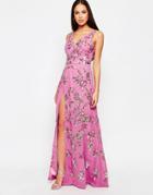 Virgos Lounge Audrey Maxi Dress With Split - Pink