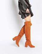 Asos Koco Lace Up Over The Knee Boots - Chestnut