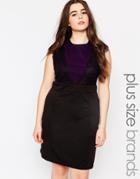 Praslin Plus Size Dress With Lace Top - Purple