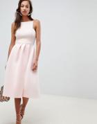 Asos Design Strappy Open Back Prom Midi Dress - Pink