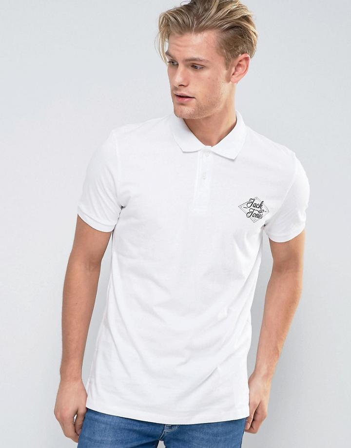 Jack & Jones Chest Logo Polo - White