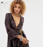 Sacred Hawk Romper In Snake Print - Brown