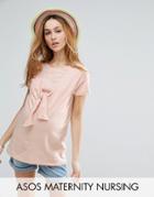 Asos Maternity Nursing Tie Front T-shirt - Pink