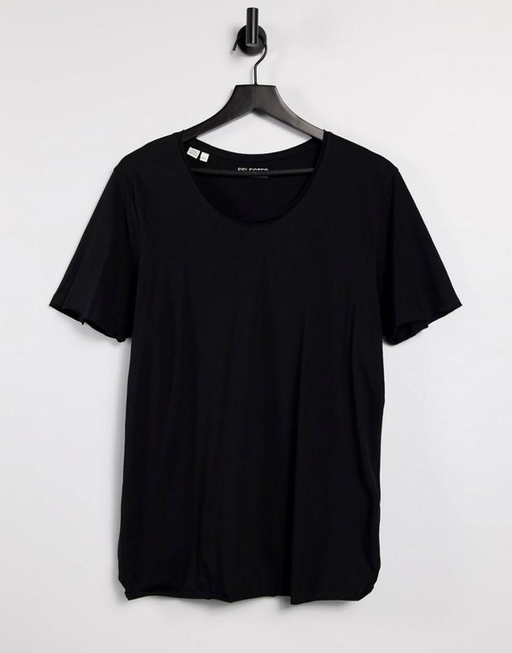 Selected Homme Scoop Neck T-shirt In Black