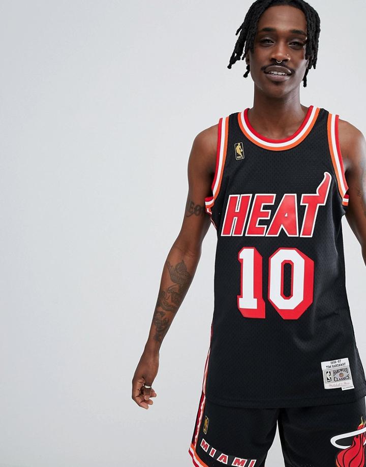Mitchell & Ness Nba Miami Heat Swingman Tank In Black - Blue