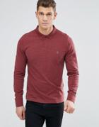 Original Penguin Pique Polo Long Sleeve Heritage Slim Fit In Red Marl - Red
