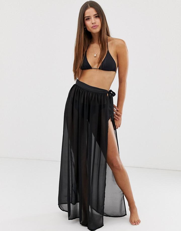 New Look Beach Skirt In Black - Black