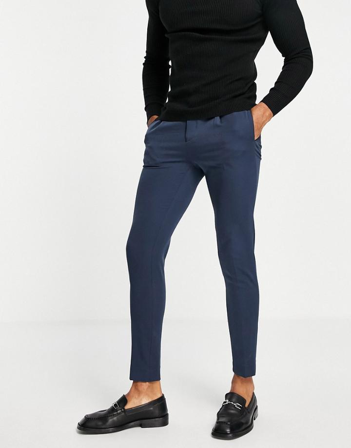 Asos Design Tapered Smart Trousers In Navy