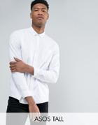 Asos Tall Regular Fit Casual Oxford Shirt In White - White