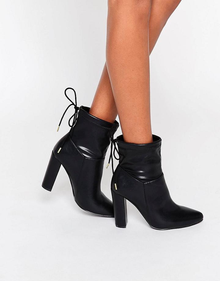 Truffle Collection Heeled Ankle Boot With Tie Back - Black
