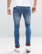 Liquor & Poker Skinny Jeans Embroidered Taping - Blue