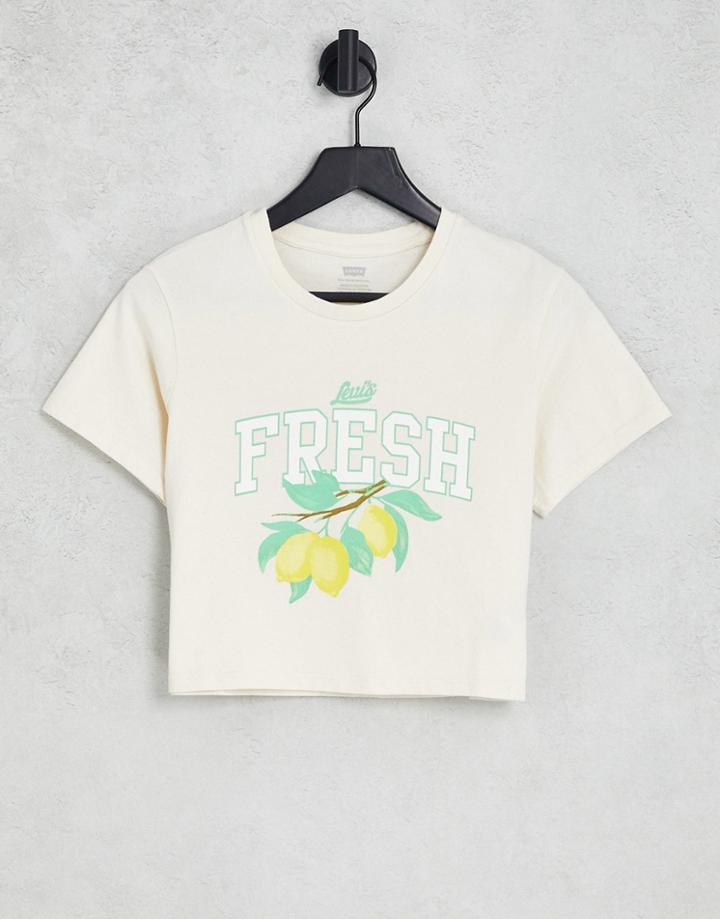 Levi's Fresh Jordie Cropped T-shirt In Cream-yellow