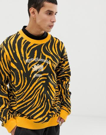Tiger Of Sweden Jeans Tiger Print Crew Neck Sweat In Yellow - Yellow